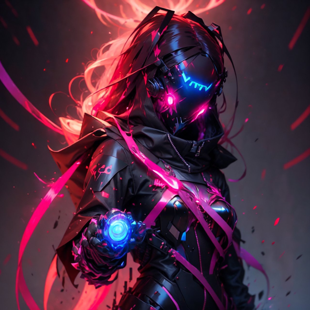 05346-2673962433-skinny girl, female swag wearing cyberhelmet, heavy magical plate armor, cape, hood, sinister dark red aura, neon energy release.jpg